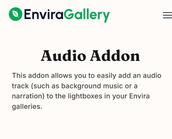 Envira Gallery Audio Addon