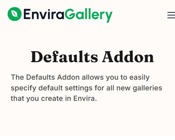 Envira Gallery Defaults