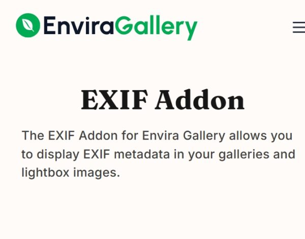 Envira Gallery EXIF Addon