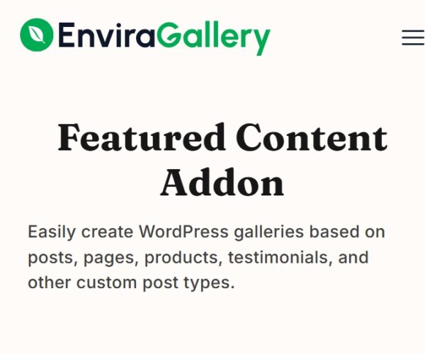 Envira Gallery Featured Content Addon