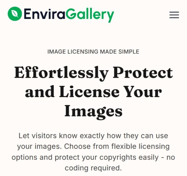 Envira Gallery Image Licensing Addon
