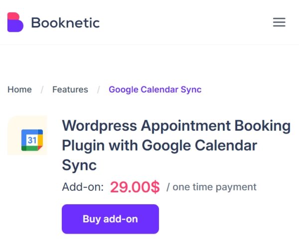 Google Calendar integration for Booknetic