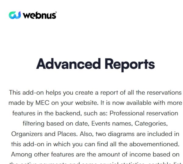 Modern Events Calendar Advanced Reports