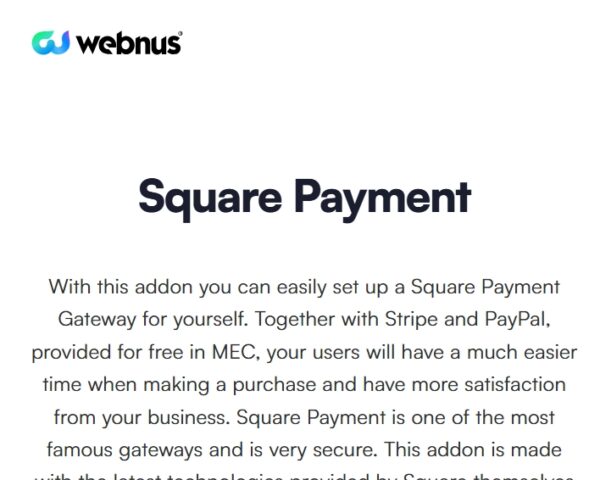 Modern Events Calendar Square Payment