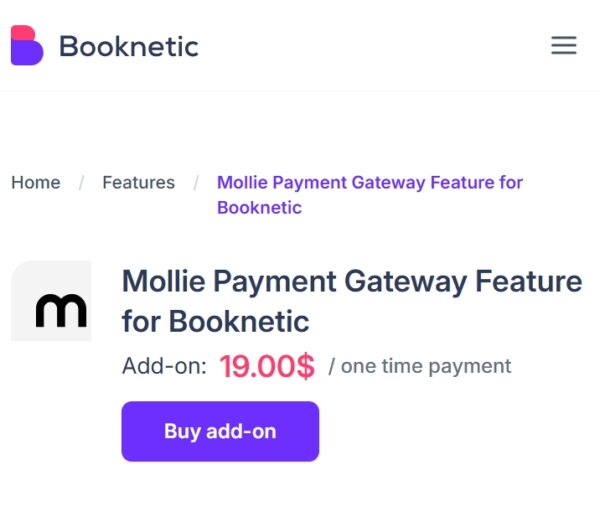 Mollie payment gateway for Booknetic