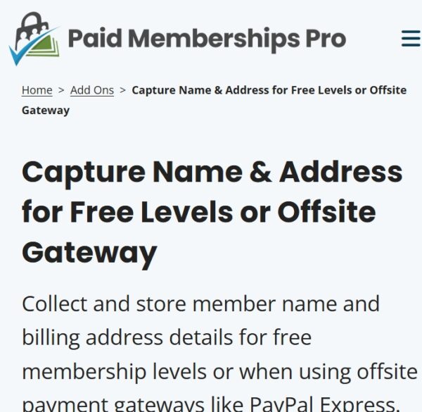 Paid Memberships Pro Address For Free Levels