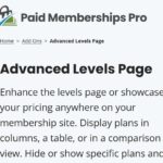Paid Memberships Pro Advanced Levels Page Shortcode