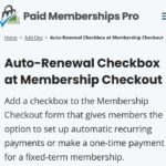 Paid Memberships Pro Auto-Renewal Checkbox