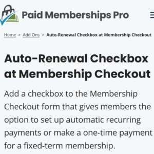 Paid Memberships Pro Auto-Renewal Checkbox