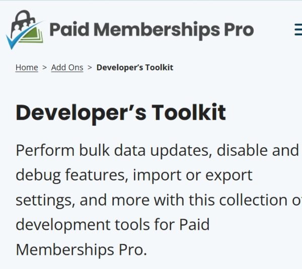 Paid Memberships Pro Developer’s Toolkit Add On