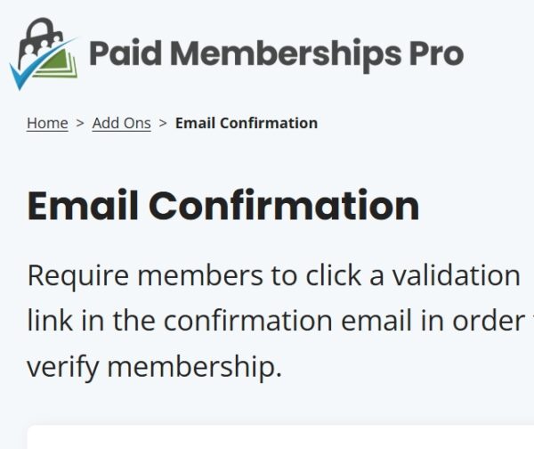 Paid Memberships Pro – Email Confirmation