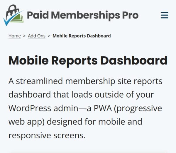 Paid Memberships Pro Reports Dashboard