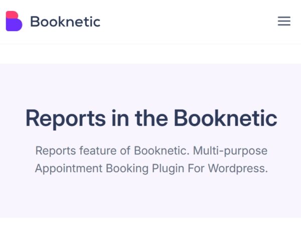 Reports for Booknetic