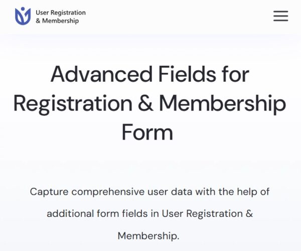 User Registration Advanced Fields