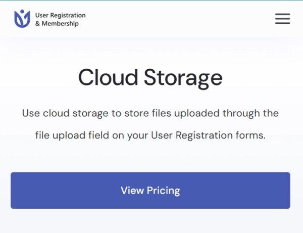 User Registration Cloud Storage