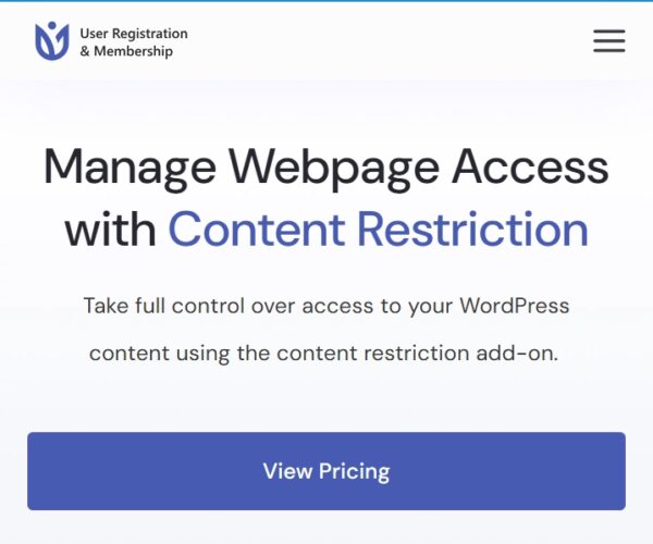 User Registration Content Restriction