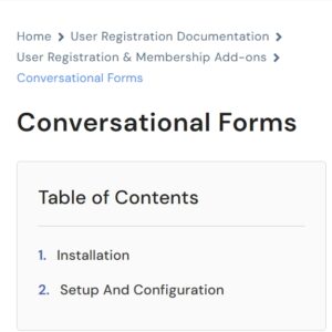 User Registration Conversational Forms