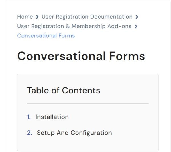 User Registration Conversational Forms