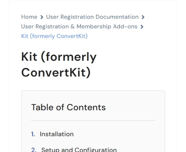 User Registration ConvertKit