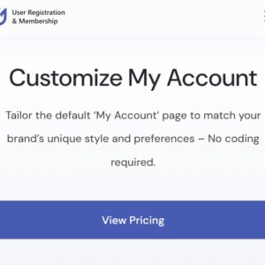 User Registration Customize My Account