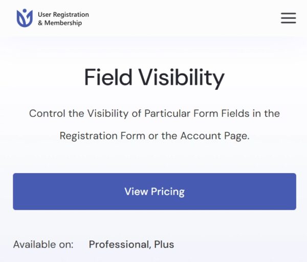 User Registration Field Visibility