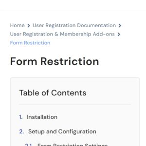 User Registration Form Restriction