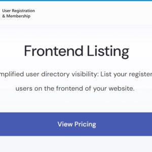User Registration Frontend Listing
