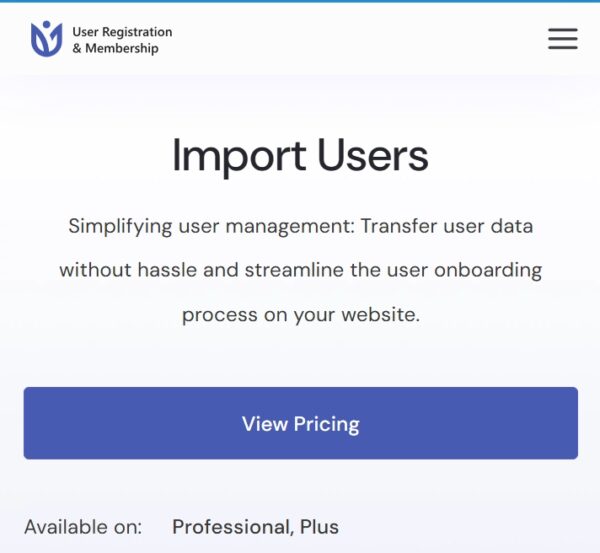 User Registration Import Users