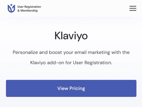 User Registration Klaviyo