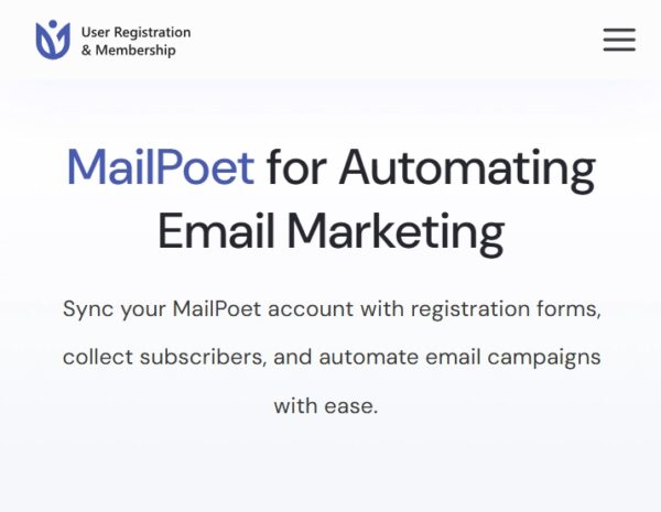 User Registration MailPoet