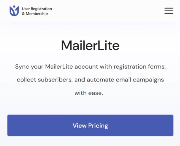 User Registration MailerLite