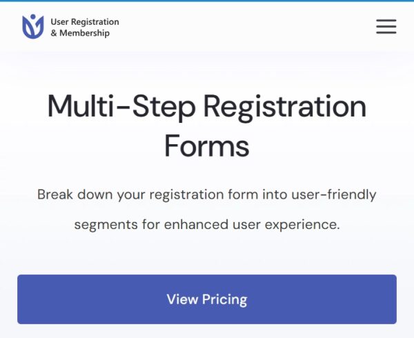 User Registration Multi-Part