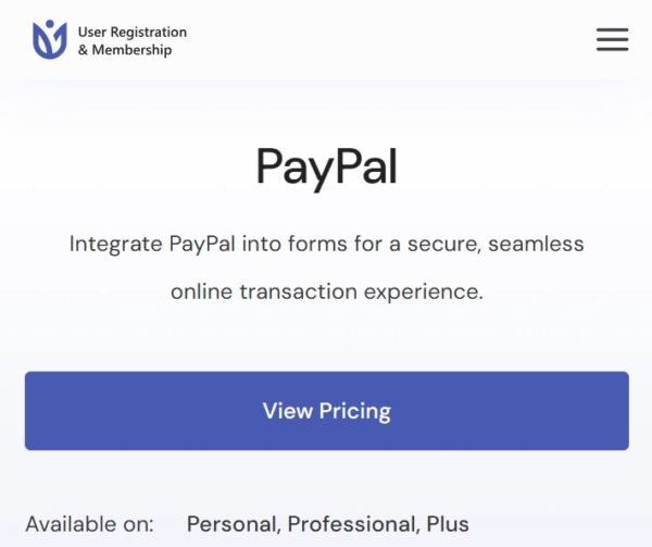 User Registration Payments (PayPal)