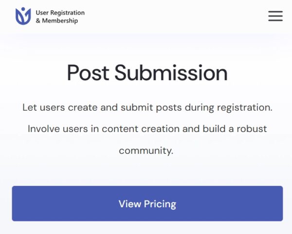 User Registration Post Submissions