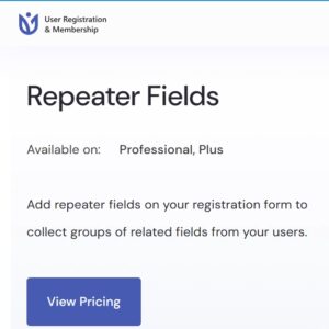 User Registration Repeater Fields
