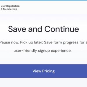 User Registration Save and Continue