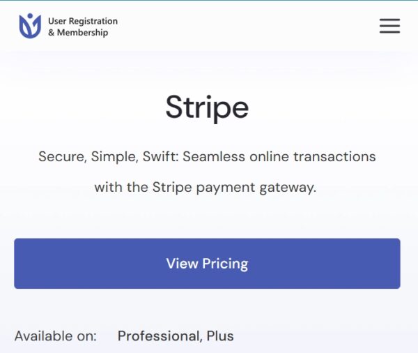 User Registration Stripe