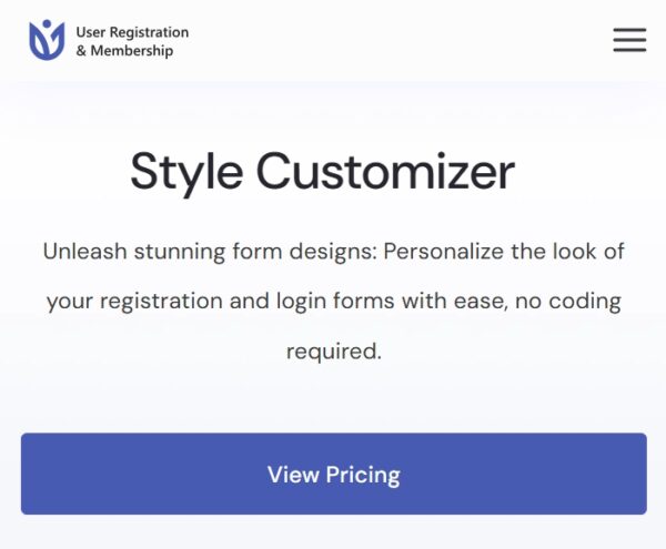 User Registration Style Customizer
