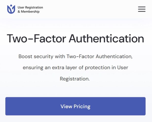 User Registration Two Factor Authentication