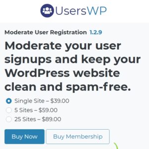 UsersWP Moderate User Registration