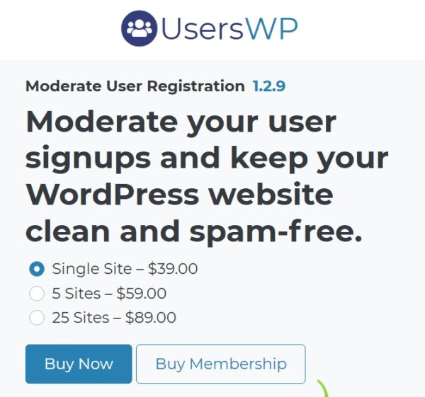 UsersWP Moderate User Registration