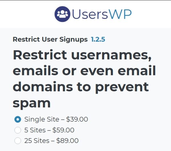 UsersWP Restrict User Signups