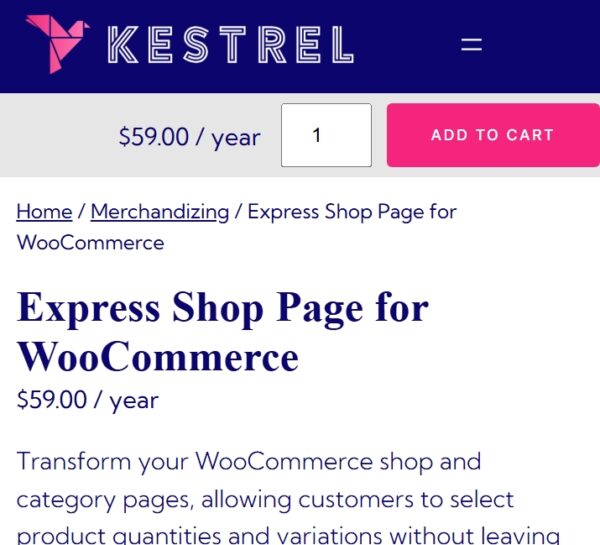 WooCommerce Express Shop Page