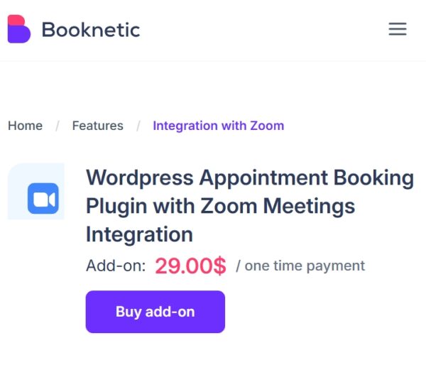 Zoom integration for Booknetic