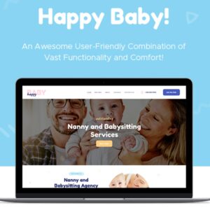 Happy Baby Nanny & Babysitting Services Children WordPress Theme