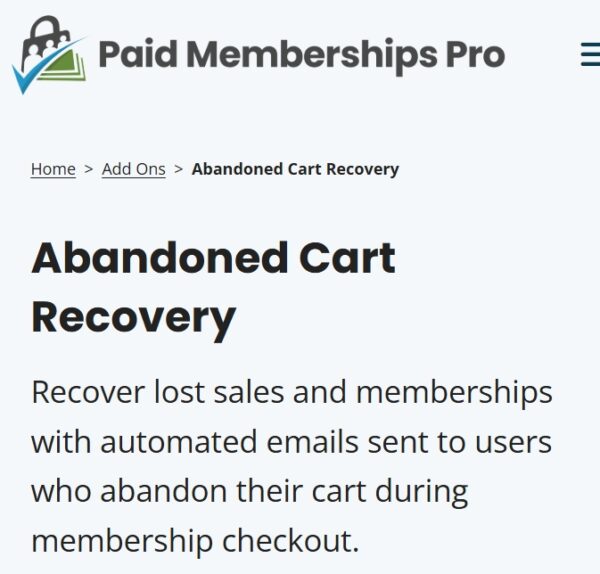 Paid Memberships Pro Abandoned Cart Recovery
