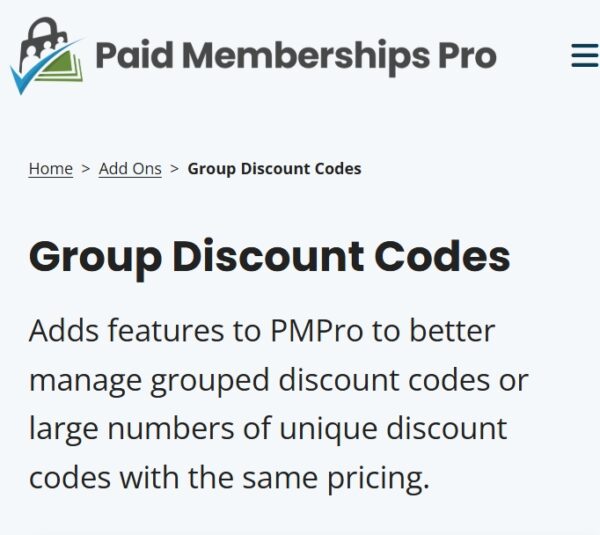 Paid Memberships Pro Group Discount Codes
