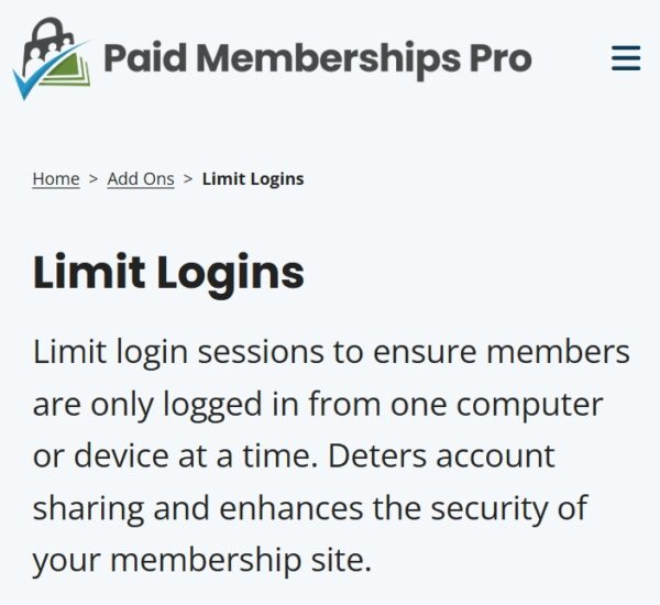 Paid Memberships Pro Limit Logins